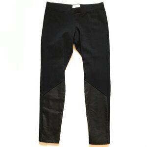 Charlotte Brody Leather Panel Leggings Pants Womens 10 Black Stretch Skinny